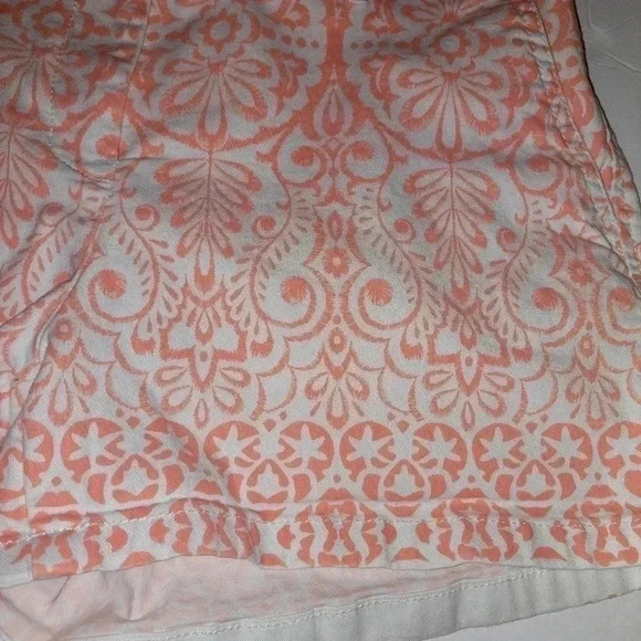 Elle Peach Floral Print Women’s Stretch Cotton Chino Shorts Size 4 - Picture 3 of 8